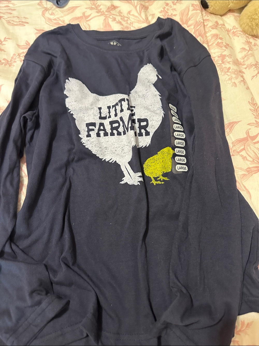 Navy "Little Farmer" Long-Sleeve Kids Tee
